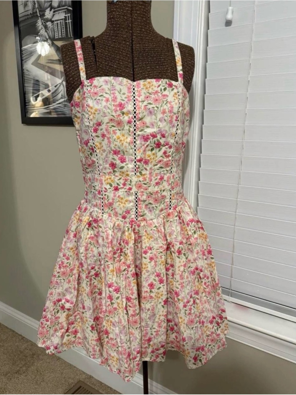 Dress Forum Pink Floral Cotton Eyelet Sundress
